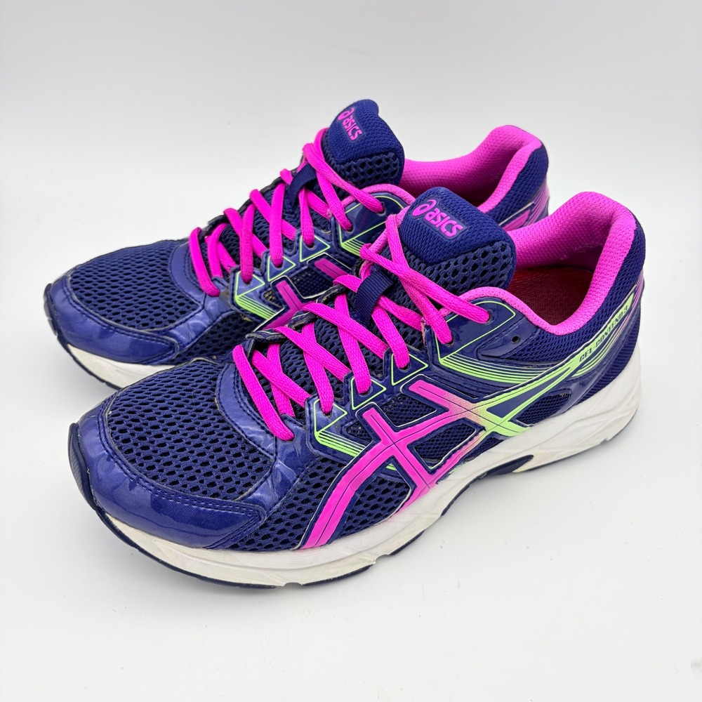 Asics Gel-Contend 3 Purple Pink Lime Running Shoes Womens 7.5 Road Gym Neon
